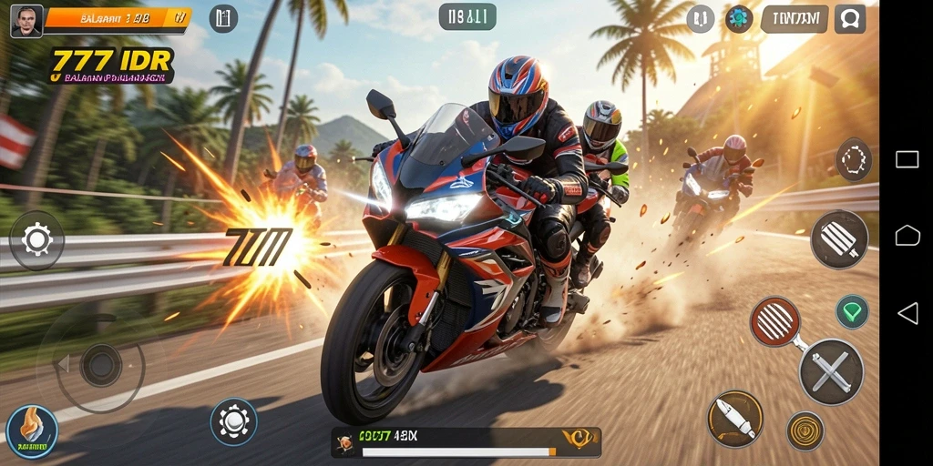 Tampilan menarik dari gameplay balapan motor di 777IDR.