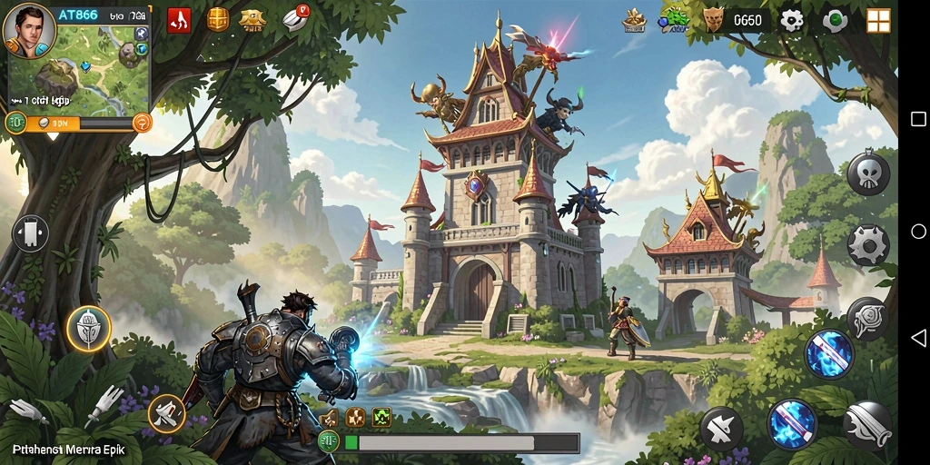 Screenshot gameplay Tower Defense AT866 yang menampilkan serangan musuh.