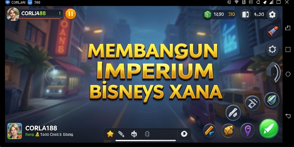 Screenshot gameplay menunjukkan aksi membangun bisnis di CORLA188.