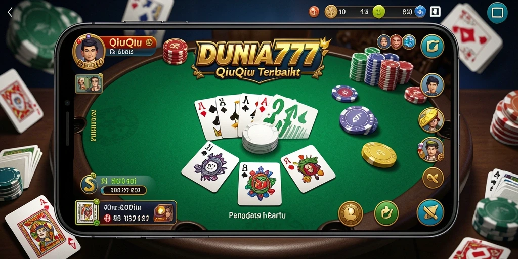 Screenshot DUNIA777 menampilkan aksi seru dalam permainan QiuQiu.