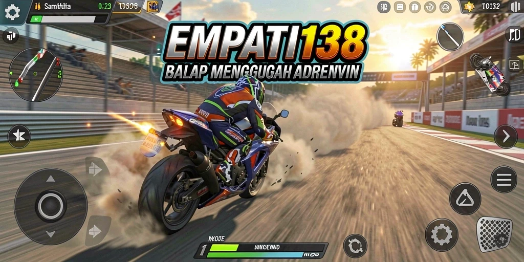 Tampilan gameplay seru dengan aksi balap motor yang intens.