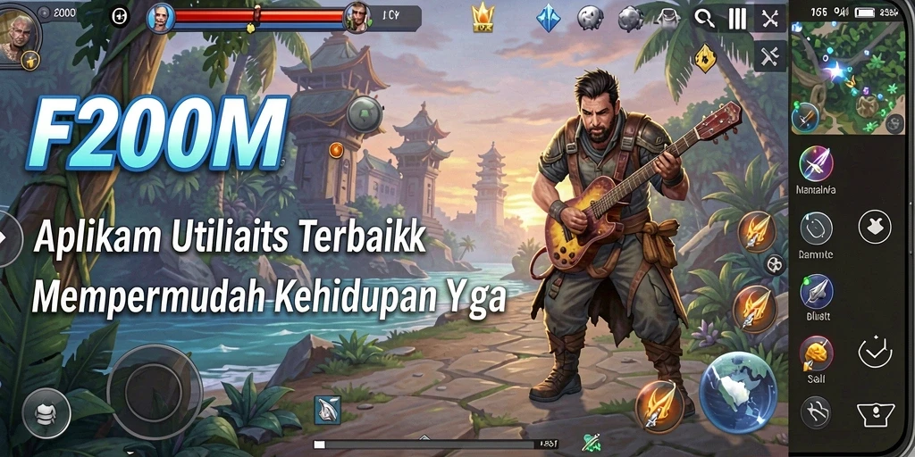 Tampilan antarmuka utama aplikasi F200M yang mudah digunakan.