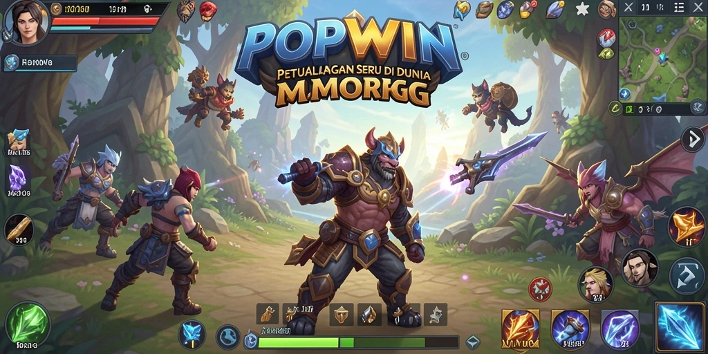 Tangkapan layar gameplay POPWIN yang menampilkan pertempuran seru dalam MMORPG.