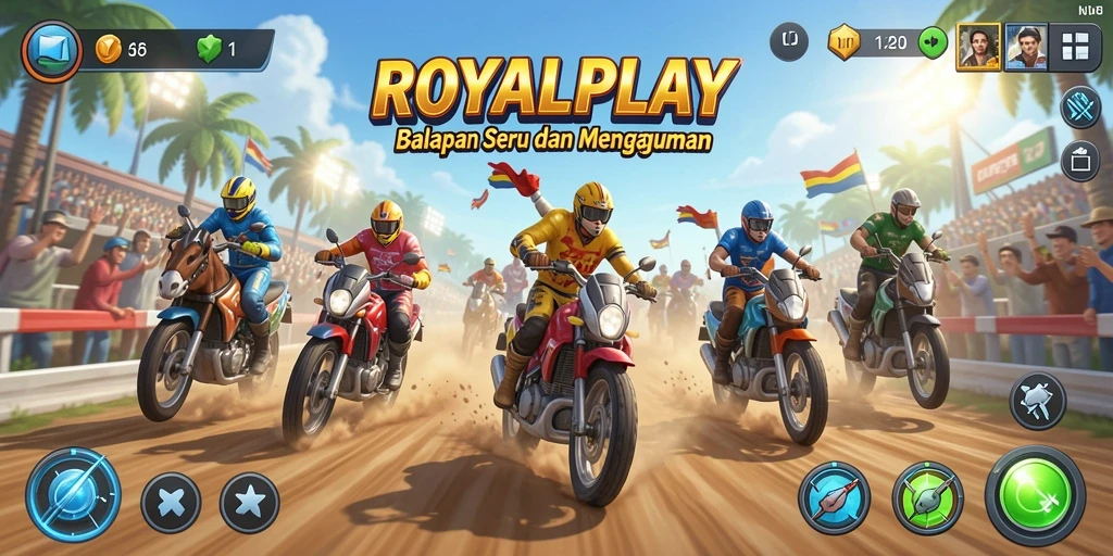 Screenshot gameplay balapan yang intens dari ROYALPLAY.
