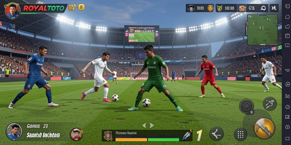 Tampilan menarik dari gameplay <strong>ROYALTOTO</strong> dalam aksi sepak bola.