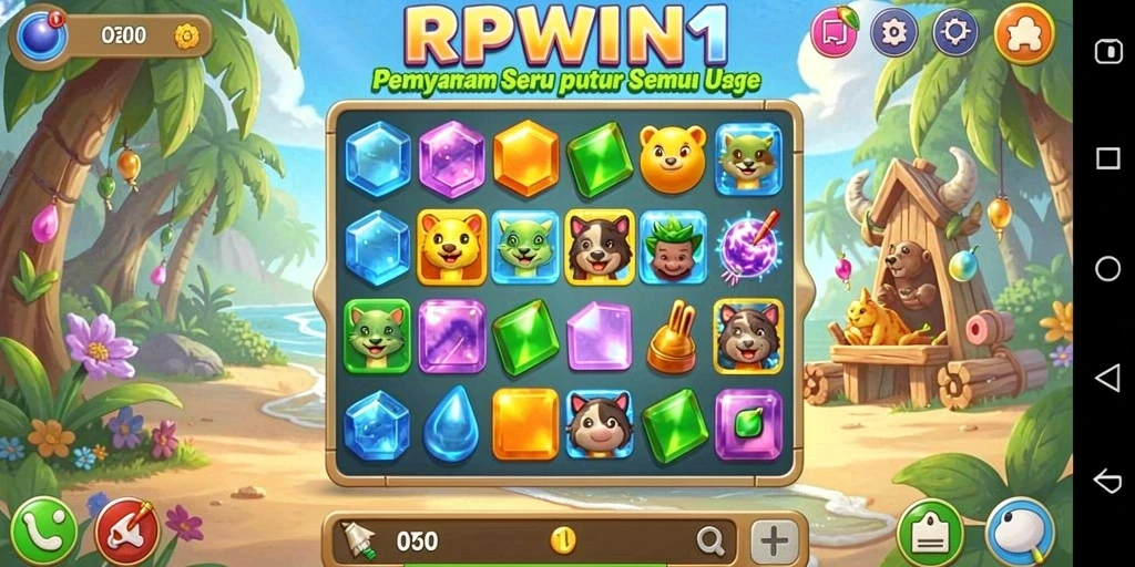 Tampilan menarik dari gameplay RPWIN1 saat mencocokkan objek.