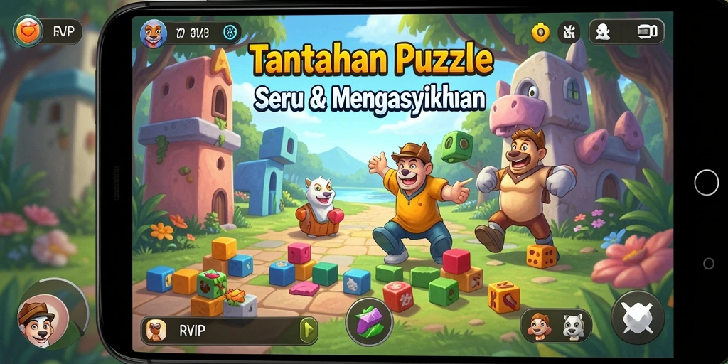 Tampilan gameplay RVIP yang penuh warna dan menantang.