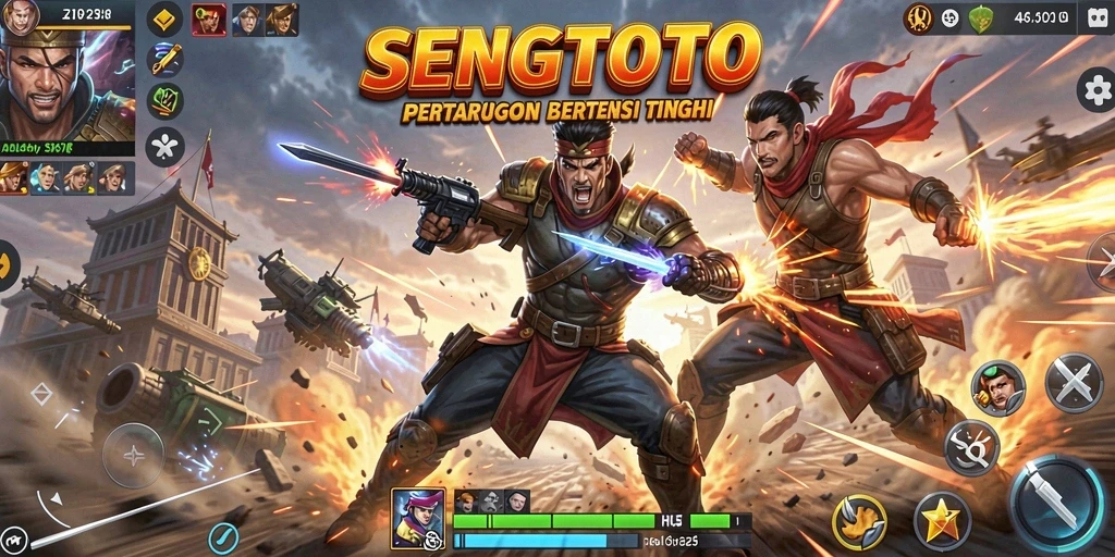 Tangkapan layar SENGTOTO menampilkan aksi pertempuran yang mendebarkan.