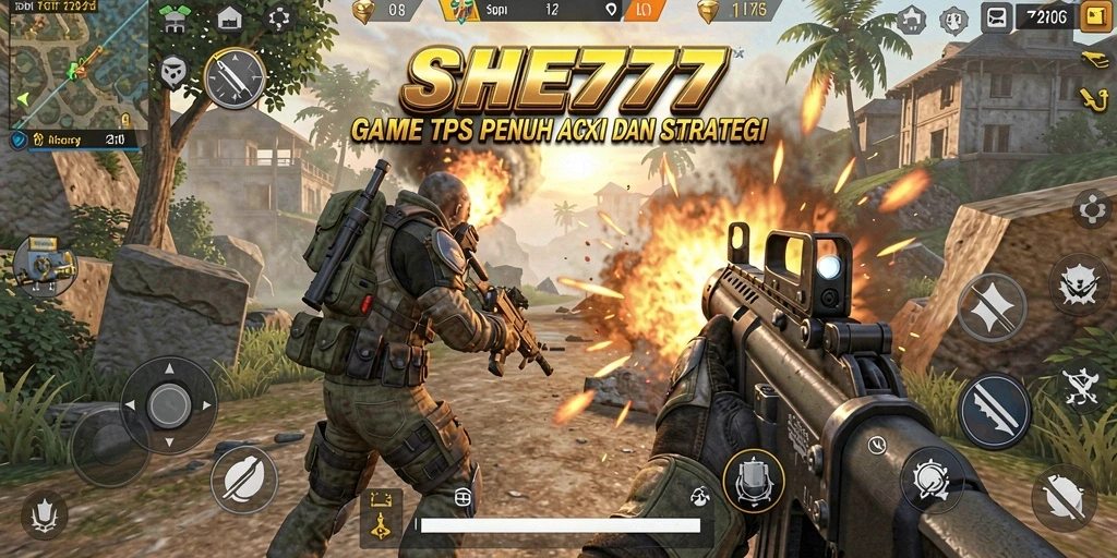 Tampilan gameplay menegangkan dalam SHE777 yang penuh dengan aksi TPS.